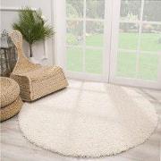 Rond Loca Shaggy Vloerkleed – Modern Uni Effen – Creme Hoogpolig & Zac...