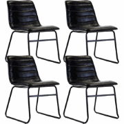 Set van 4 Industriële Eetkamerstoelen Mark Zwart Kunstleer - Zonder Ar...