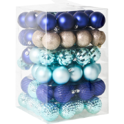 PIELINEN - Set van 96 kerstballen - Blauw - Synthetisch materiaal