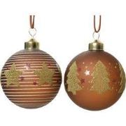 Kerstbal glas d8cm kaneel 3st