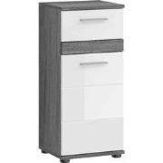 Blake badkamerkast 1 deur, 1 lade hoogglans wit, rookkleurig