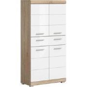Middelhoge Kast Lambada Met 1 Lade Licht Eik/Wit Hoogglans