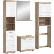 Badkamercombinatie In Sonoma Eik Licht En Wit Hoogglans Diepgetrokken