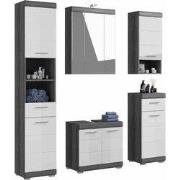 Badkamerset Sandusky (5-delig) in rookzilver/wit hoogglans