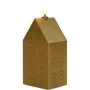 Kaars huisje wax 3d vlam 5x6x15 cm goud