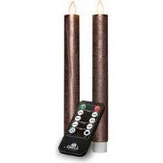 Dinerkaars rustiek wax bewegende vlam 23 cm brons 2 stuks