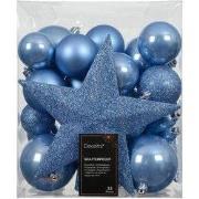 Kerstbal kunststof d8 cm sky blauw 33 st