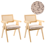 AVA - Eetkamerstoelen set van 2 - Lichtbruin/Taupe - Rubberhout