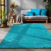 Tapijtenloods Basic Shaggy vloerkleed Turquoise Hoogpolig- 80x250 CM