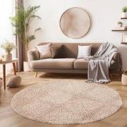 Tapijtenloods Basic Rond Shaggy vloerkleed Beige Hoogpolig- 120 CM RON...