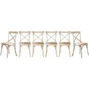 Set van 6 stoelen van massief hout en webbing L61 cm - BISTROT