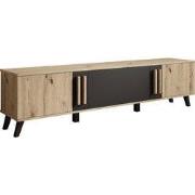 Meubella - Hydra - TV-Meubel - Eiken/Zwart - 180 cm