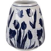 Clayre & Eef Vaas Ø 16x18 cm Wit Blauw Keramiek