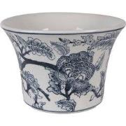 Clayre & Eef Bloempot Ø 22x15 cm Wit Blauw Keramiek