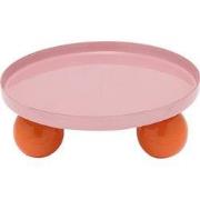 Present Time - Dienblad Double Funky Rond - Soft pink & bright orange