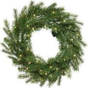 Kerstkrans Grandis krans boom h80 cm-80L groen/wit