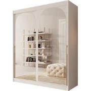 Meubella - Moniq - Kledingkast met 2 schuifdeuren - Wit - 180x65x215 c...