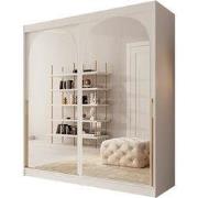 Meubella - Moniq - Kledingkast met schuifdeuren - Wit - 200x65x215 cm