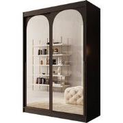 Meubella - Moniq - Kledingkast met schuifdeuren - Zwart - 150x65x215cm