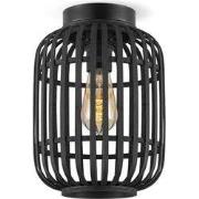 Boheemse stijl Plafondlamp - Bamboe Lampenkap - Cilinder - Zwart - Ø21...