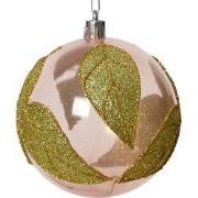 Kerstbal kunststof d8 cm poederroze kerst