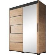 Meubella - Kledingkast Fabio - Eiken - 150 cm - Met spiegel