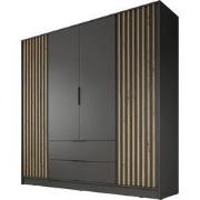 Meubella - Kledingkast Nairobi - Antraciet - Eiken - 206 cm