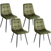 POWELL - Eetkamerstoel set van 4 - Olijfgroen - Fluweel