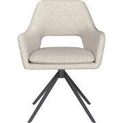 Eetkamerstoel Off White - Metaal Zwart - Mos