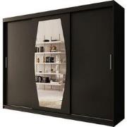 Meubella - Kledingkast Azai - Zwart - 250 cm - Met spiegel