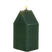 Kaars huisje wax 3d vlam 5x6x15 cm jade groen