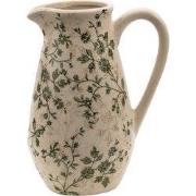 Clayre & Eef Decoratie Kan 16x12x22 cm Groen Beige Keramiek Bloemen