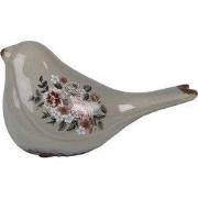 Clayre & Eef Decoratie Beeld Vogel 21x9x11 cm Grijs Keramiek