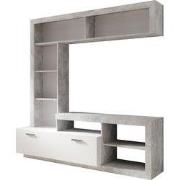 Meubella - Wandmeubel Gladys - Betonlook - Wit