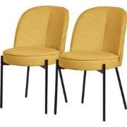 Eetkamerstoelen set van 2 mosterd met rugleuning, gestoffeerde stoelen...