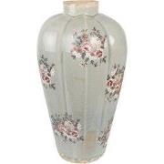 Clayre & Eef Vaas Ø 17x28 cm Grijs Keramiek Bloemen