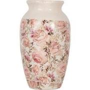 Clayre & Eef Vaas Ø 16x27 cm Beige Keramiek Bloemen