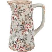 Clayre & Eef Decoratie Kan 16x11x20 cm Grijs Keramiek Bloemen