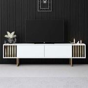 TV Meubel Wit Gold Line 180x48x30 - Gouden Frame
