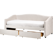 VITTEL - Bed met opberger - Lichtbeige - Polyester