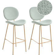 LUANA - Barstoel set van 2 - Lichtgroen/Lichtbruin - Bouclé