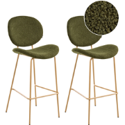 LUANA - Barstoel set van 2 - Donkergroen/Lichtbruin - Bouclé