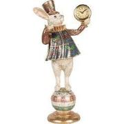 Clayre & Eef Decoratie Beeld Konijn 35 cm Wit Goudkleurig Kunststof