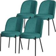 Eetkamerstoelen set van 4 petrol met rugleuning, gestoffeerde stoelen ...