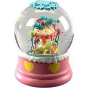 Sneeuwlantaarn dino 16.5x12.5cm led roze