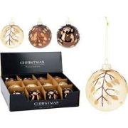 Kerstbal glas 80 mm 3ass kleuren