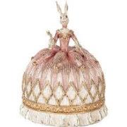 Clayre & Eef Decoratie Beeld Konijn Ø 23x28 cm Wit Roze Kunststof