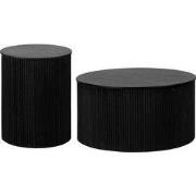 Lewis & Loft Salontafelset Lonne - Mangohout - Rond - Zwart -Set van 2