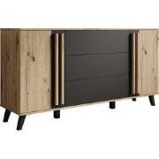 Meubella - Hydra - Dressoir - Eiken/Zwart - 150x40x78 cm