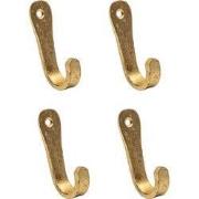 Kapstokhaak rond | Set van 4 | Wandhaak | Klein messing